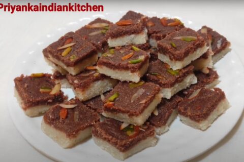 sweet rice recipe, rice flour sweet recipes, chocolate layered rice sweet recipe